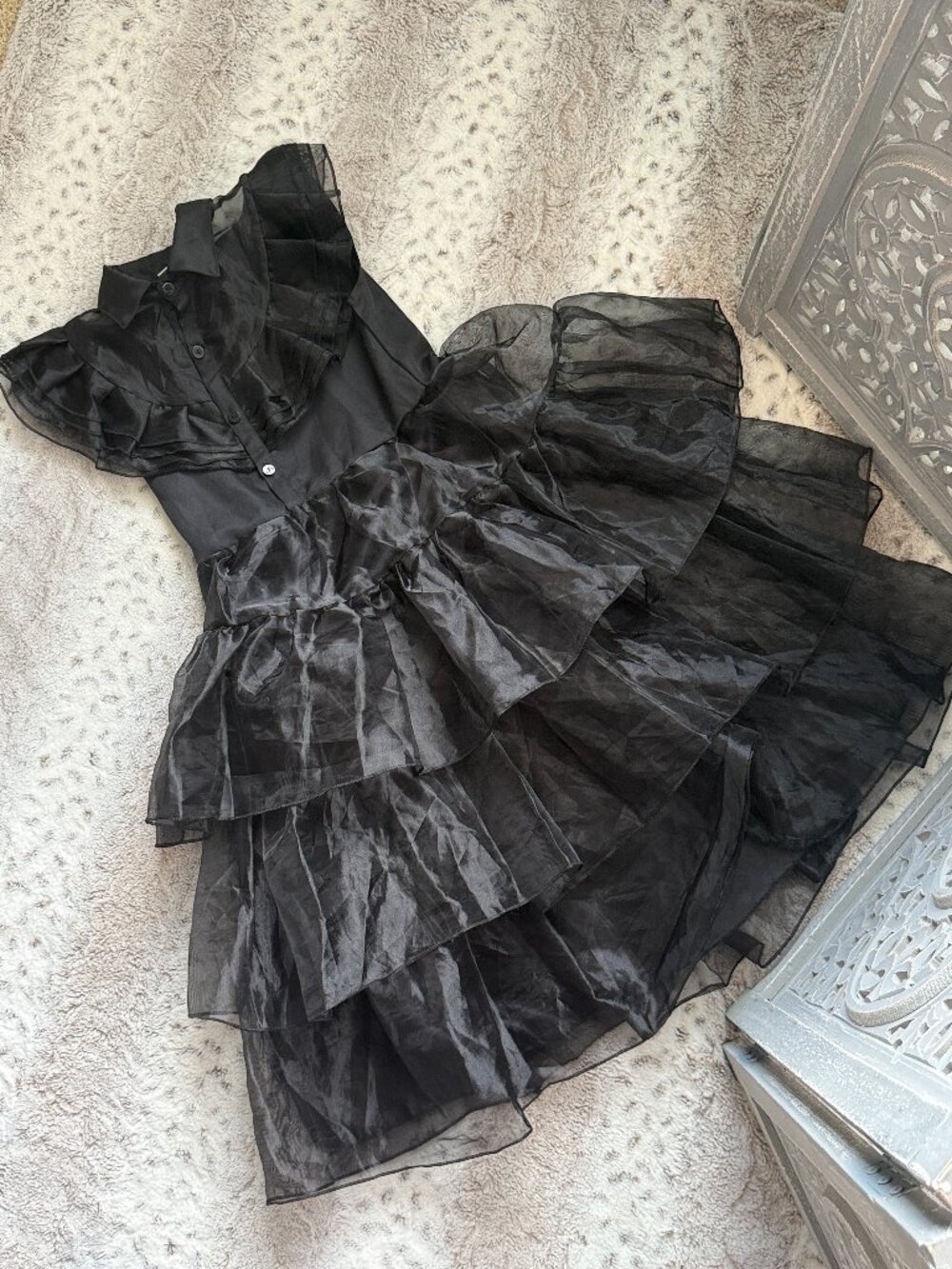 Wednesday Addams black dress girls size 10 Halloween costume whimsigoth grunge